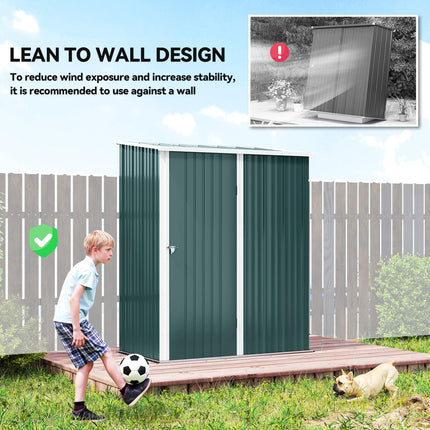 Metal Outdoor Storage Shed 1-Piece with Single Door - Green