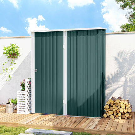 Metal Outdoor Storage Shed 1-Piece with Single Door - Green