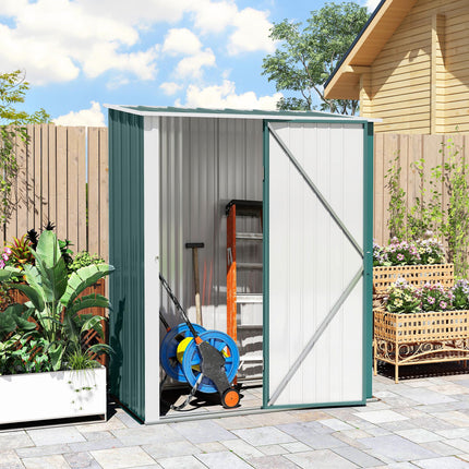 Metal Outdoor Storage Shed 1-Piece with Single Door - Green