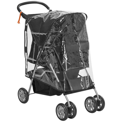 Pet Travel Stroller with Rain Cover, 4 Wheels Foldable Travel Carriage with Whee