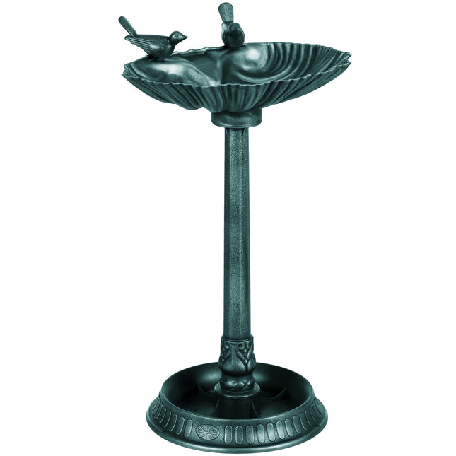 81cm Vintage Style Bird Bath with 2 Decorative Birds and Flower Planter Base - Green