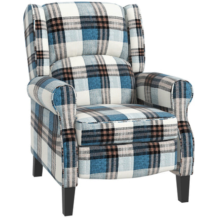 Wingback Reclining Armchair with Footrest and Wood Legs for Living Room Bedroom - Blue