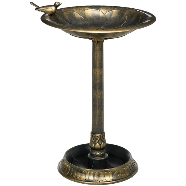 72cm Antique Vintage Style Bird Bath with Bird Decoration and Flower Planter Base - Bronze Tone