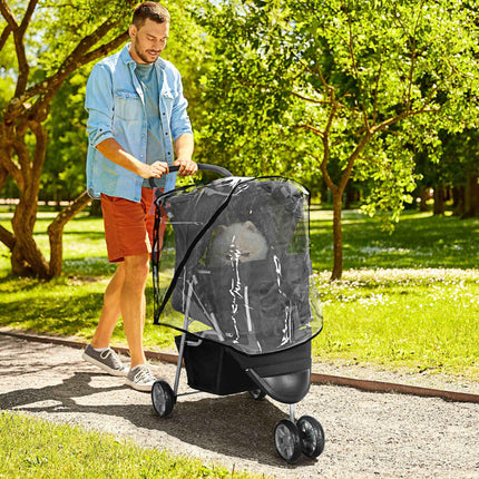 Pet Travel Stroller with Rain Cover, 3 Wheels Foldable Cat Dog Pushchair with Rain Cover 3 Wheels Foldable Cat Dog Pushchair With St
