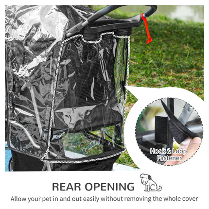 Pet Travel Stroller with Rain Cover, 3 Wheels Foldable Cat Dog Pushchair with Rain Cover 3 Wheels Foldable Cat Dog Pushchair With St