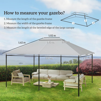 Gazebo Canopy Replacement Cover 3x4m UV Resistant for 84C-116 Series - Light Grey