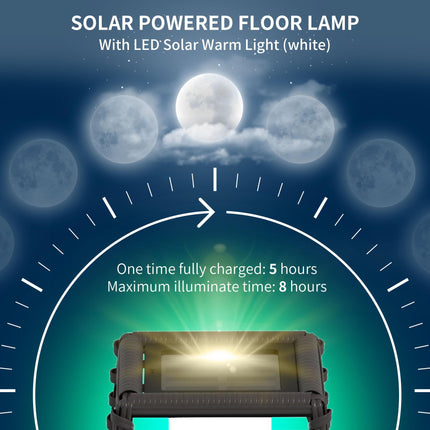 Solar Floor Lamp with Auto On/Off for Outdoor Garden - Grey
