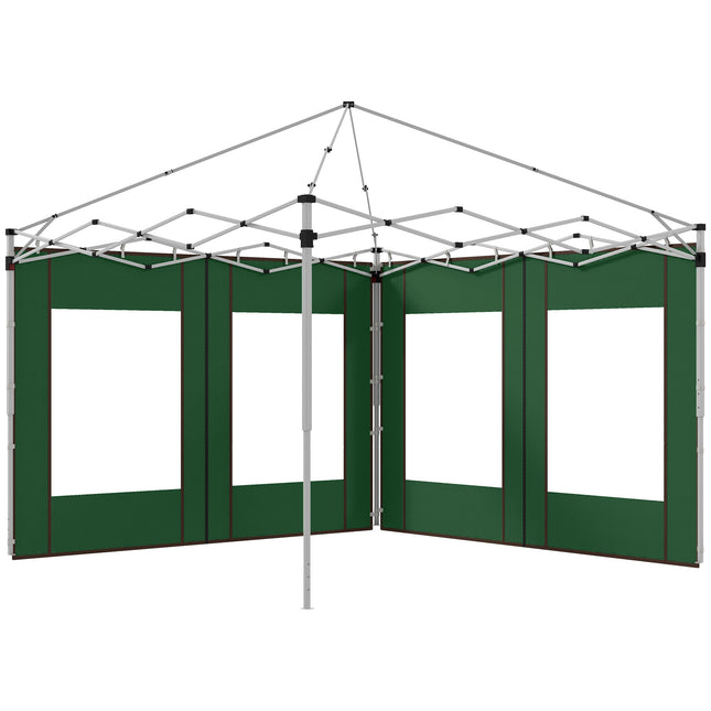 Set of 2 Gazebo Side Panels with Doors and Windows for 3x3/3x6m Frames - Green
