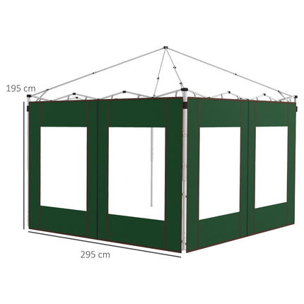 Set of 2 Gazebo Side Panels with Doors and Windows for 3x3/3x6m Frames - Green