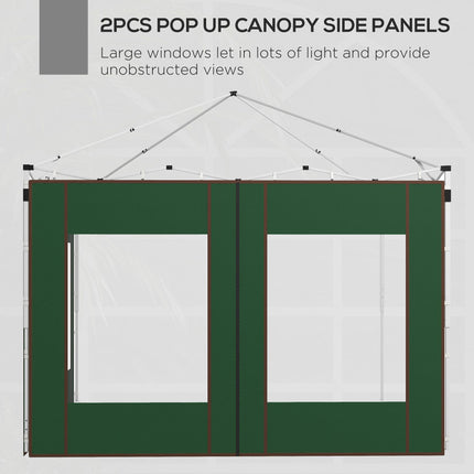 Set of 2 Gazebo Side Panels with Doors and Windows for 3x3/3x6m Frames - Green