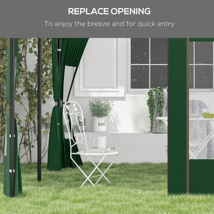 Set of 2 Gazebo Side Panels with Doors and Windows for 3x3/3x6m Frames - Green