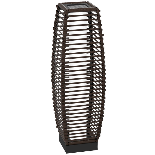 Solar Floor Lamp with Auto On Off Warm LED Lights - Brown