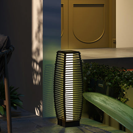 Solar Floor Lamp with Auto On Off Warm LED Lights - Brown