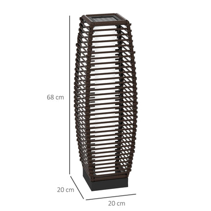 Solar Floor Lamp with Auto On Off Warm LED Lights - Brown
