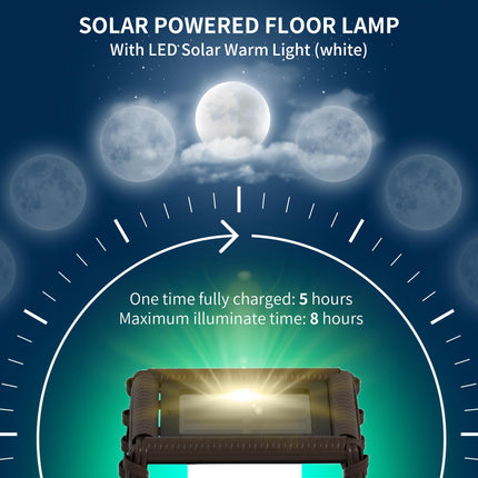 Solar Floor Lamp with Auto On Off Warm LED Lights - Brown