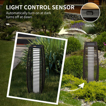 Solar Floor Lamp with Auto On Off Warm LED Lights - Brown
