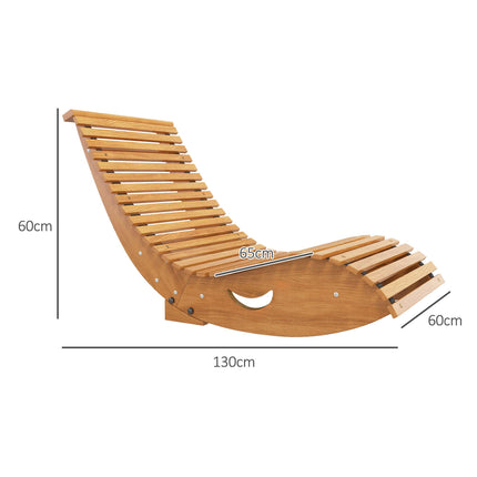 Outdoor Wooden Rocking Chair with Slatted Seat 130x60x60cm - Teak