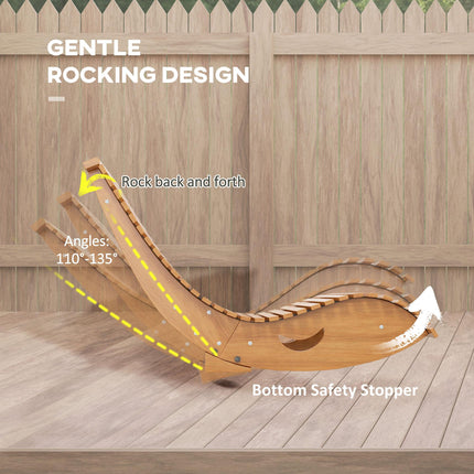 Outdoor Wooden Rocking Chair with Slatted Seat 130x60x60cm - Teak