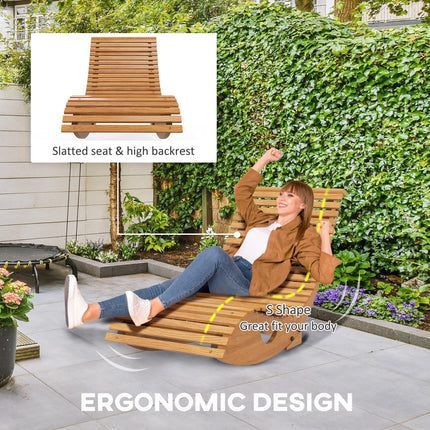 Outdoor Wooden Rocking Chair with Slatted Seat 130x60x60cm - Teak