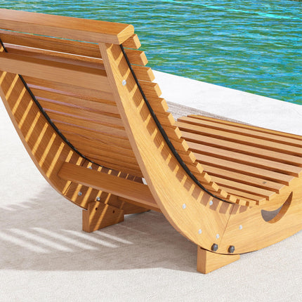 Outdoor Wooden Rocking Chair with Slatted Seat 130x60x60cm - Teak