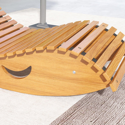 Outdoor Wooden Rocking Chair with Slatted Seat 130x60x60cm - Teak