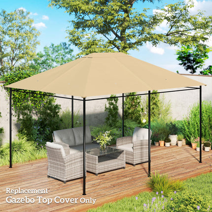 3 x 4m Gazebo Canopy Replacement Cover UV-Resistant Polyester - Khaki