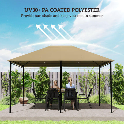 3 x 4m Gazebo Canopy Replacement Cover UV-Resistant Polyester - Khaki
