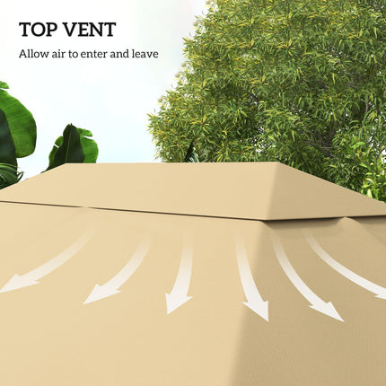 3 x 4m Gazebo Canopy Replacement Cover UV-Resistant Polyester - Khaki