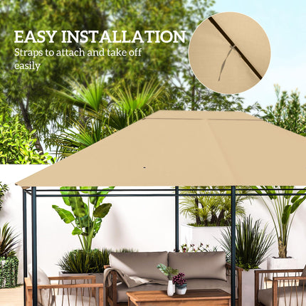 3 x 4m Gazebo Canopy Replacement Cover UV-Resistant Polyester - Khaki
