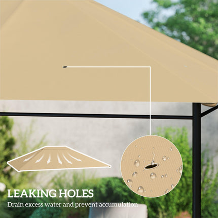 3 x 4m Gazebo Canopy Replacement Cover UV-Resistant Polyester - Khaki