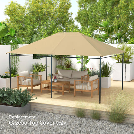 3 x 4m Gazebo Canopy Replacement Cover UV-Resistant Polyester - Khaki