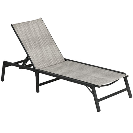 Foldable Rattan Sun Lounger with 5-Level Adjust Backrest, Recliner Chair, Mixed