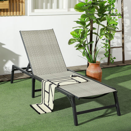 Foldable Rattan Sun Lounger with 5-Level Adjust Backrest, Recliner Chair, Mixed