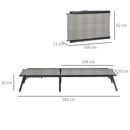 Foldable Rattan Sun Lounger with 5-Level Adjust Backrest, Recliner Chair, Mixed