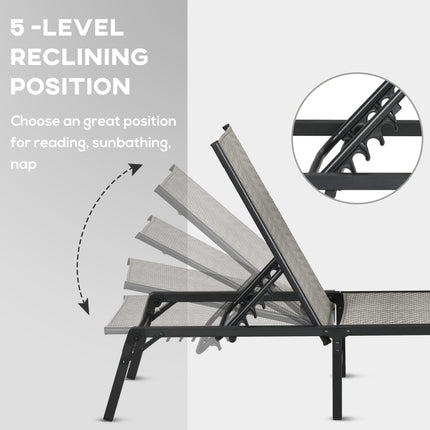 Foldable Rattan Sun Lounger with 5-Level Adjust Backrest, Recliner Chair, Mixed