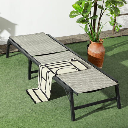 Foldable Rattan Sun Lounger with 5-Level Adjust Backrest, Recliner Chair, Mixed