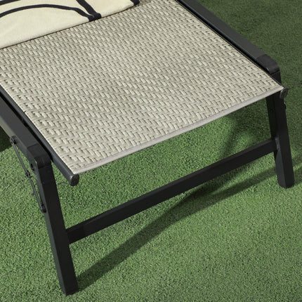 Foldable Rattan Sun Lounger with 5-Level Adjust Backrest, Recliner Chair, Mixed