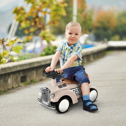 Foot To Floor Slider Ride-On Car with Under Seat Storage and Horn for Toddlers 12-36 Months - Cream White