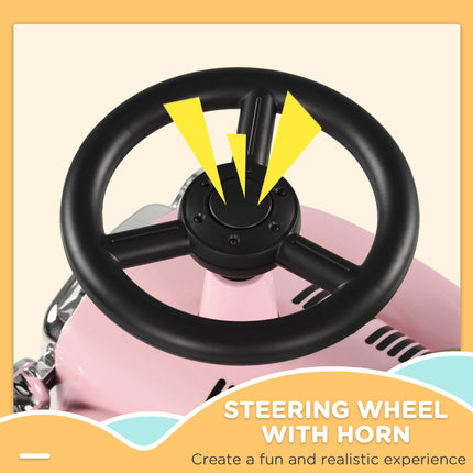 Foot to Floor Toddler Slider Ride-On Car with Horn and Under-Seat Storage 12-36 Months - Pink