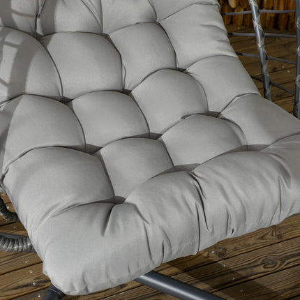 Foldable PE Rattan Outdoor Swing Chair with Padded Cushion - Beige
