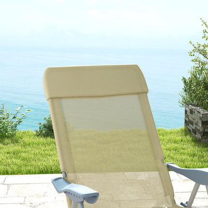 Set of 2 Adjustable Outdoor Sun Lounger Chairs with Breathable Mesh - Beige