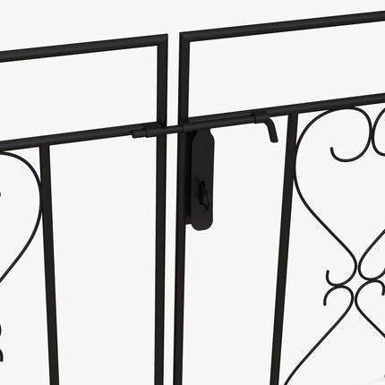 Decorative Garden Arch with Gate Set Powder Coated Steel - Black