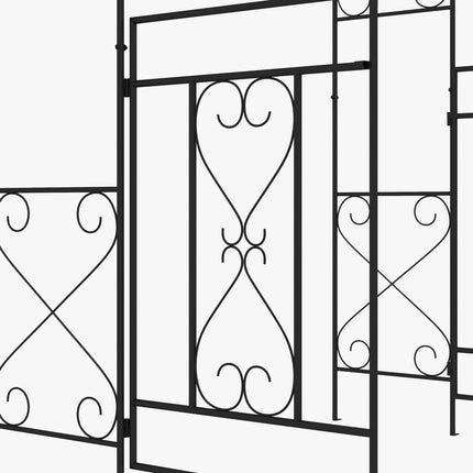 Decorative Garden Arch with Gate Set Powder Coated Steel - Black
