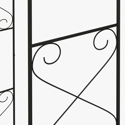 Decorative Garden Arch with Gate Set Powder Coated Steel - Black