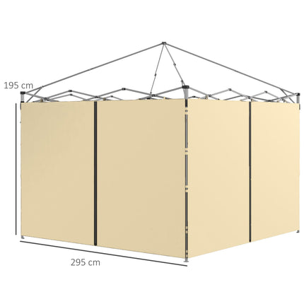 Set of 2 Gazebo Side Panels with Zipped Doors for 3x3m & 3x6m Canopies - Beige