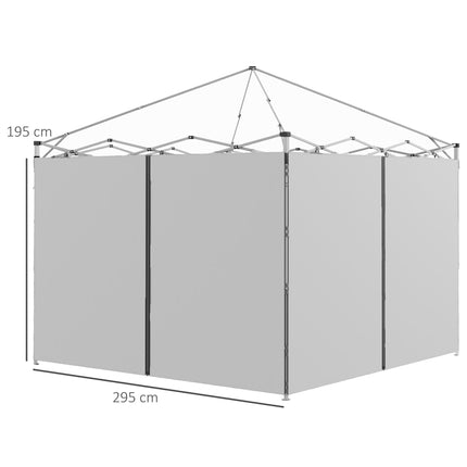 Set of 2 Gazebo Side Panels with Zipped Doors for 3x3m & 3x6m Canopy - Light Grey