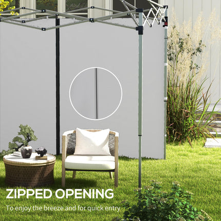 Set of 2 Gazebo Side Panels with Zipped Doors for 3x3m & 3x6m Canopy - Light Grey