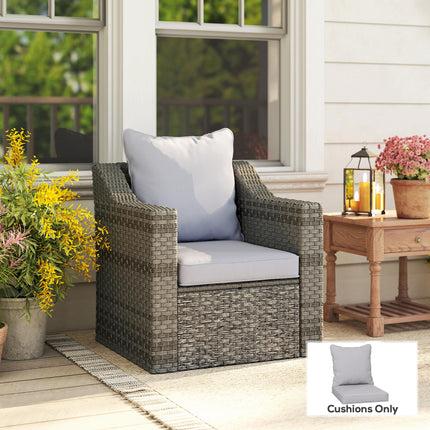 1-Piece Patio Chair Back and Seat Cushion Replacement Set - Light Grey