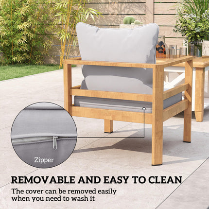 1-Piece Patio Chair Back and Seat Cushion Replacement Set - Light Grey