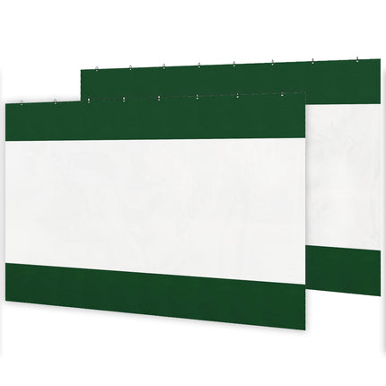 Set of 2 Weather-Resistant Polyester Pergola Side Panels with Window for 3m Frame - Green